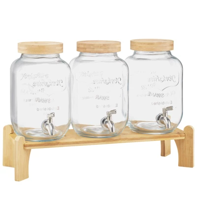 VEVOR Beverage Dispenser, 3 Pack 1 Gallon Drink Dispensers For Parties, Glass Juice Dispenser With Wood Stand, Stainless Steel Spigot,Infuser, Clear 8 VEVOR Beverage Dispenser, 3 Pack 1 Gallon Drink Dispensers For Parties, Glass Juice Dispenser With Wood Stand, Stainless Steel Spigot,Infuser, Clear - Image 8