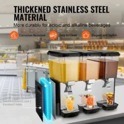 VEVOR Commercial Beverage Dispenser, 3 Tanks 18 L / 19 QT Per Tank Juice Dispenser, 512W Stainless Steel Ice Tea Drink Machine -Aesthtic Interiors GUEST 4d425800 92f2 468b bda2 3dde3361814b