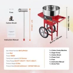 VEVOR Electric Cotton Candy Machine With Cart, 1000W Commercial Candy Floss Maker With Stainless Steel Bowl, Sugar Scoop And Drawer,Red -Aesthtic Interiors GUEST 4d49f3cf bb54 4f13 9dd6 b7b576c08f9e