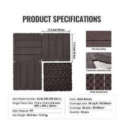 VEVOR Interlocking Deck Tiles, 54 Pack,11.6"x11.6" 54 Sq. Ft Plastic Waterproof Outdoor Flooring All Weather Use, Patio Floor Decking Covering Tiles -Aesthtic Interiors GUEST 4e3d91ca 6bad 4f44 96f3 d07218ad4d73