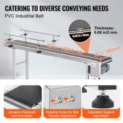 VEVOR Belt Conveyor, 59 X 15.7 Inch Conveyor Table, Heavy Duty Stainless Steel Motorized Belt Conveyor, Silver -Aesthtic Interiors GUEST 4ee1ddd2 fc98 4832 b621 da308774abc6