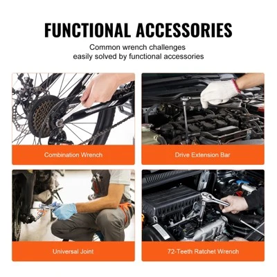 VEVOR Mechanics Tool Set And Socket Set, 1/4" 3/8" 1/2" Drive Deep And Standard Sockets, 205 Pcs SAE And Metric Mechanic Tool Kit 4 VEVOR Mechanics Tool Set And Socket Set, 1/4" 3/8" 1/2" Drive Deep And Standard Sockets, 205 Pcs SAE And Metric Mechanic Tool Kit - Image 4