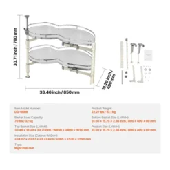 VEVOR Swing Right Blind Corner Cabinet, Pull Out Organizer For 36 Inch Width Blind Cabinet, 2 Tier Height Adjustable Swing Tray, Silver -Aesthtic Interiors GUEST 4f1afbda f87a 430a 8a15 fd07b3847d3d