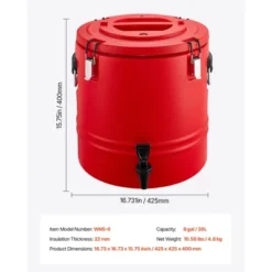 VEVOR Insulated Beverage Dispenser, 8 Gal/30.3L Thermal Hot And Cold Drink Server Dispenser With Spigot, Food-Grade Cooler Jug, Red -Aesthtic Interiors GUEST 4fbecfcf d72c 4111 899b cc06e8d35ba3