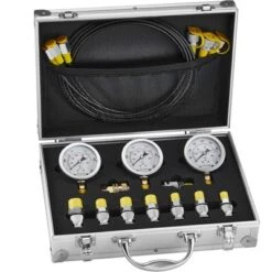 VEVOR Hydraulic Pressure Test Kit, 250/400/600bar, 3 Gauges 9 Test Couplings 3 Test Hoses, Excavator Hydraulic Test Gauge Set, Silver -Aesthtic Interiors GUEST 4fdcc977 6680 44bf 9695 54d574fc981e