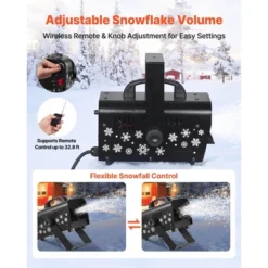 VEVOR Snow Machine, 800W Handheld/Hanging Snow Maker, Portable Wireless Remote Snowmaking Machine With 1L Tank & Handle, Black -Aesthtic Interiors GUEST 501a0198 7f3d 46c3 b2d6 0c11c0c89b81
