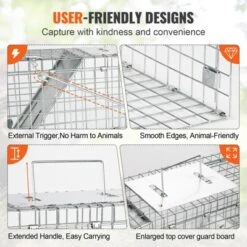 VEVOR Live Animal Cage Trap, 24" X 8" X 8" Humane Cat Trap Galvanized Iron, Folding Animal Trap With Handle For Rabbits, Stray Cats, Squirrels -Aesthtic Interiors GUEST 5052cc7f 364d 4427 a50c c7f87e37662c