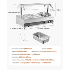 VEVOR Electric Soup Warmer, Two 6.34QT Pots & Six 1/3 Pans, Stainless Steel Commercial Food Warmer With 86~185°F Adjustable Temp, Silver 14 VEVOR Electric Soup Warmer, Two 6.34QT Pots & Six 1/3 Pans, Stainless Steel Commercial Food Warmer With 86~185°F Adjustable Temp, Silver -Aesthtic Interiors GUEST 508ae1f6 8061 4964 b2b9 11ff2f1bd8ad