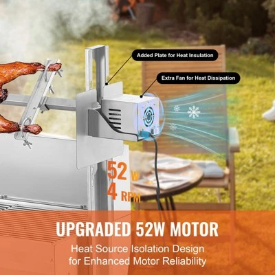 VEVOR Rotisserie Grill With Windscreen, BBQ Whole Pig Lamb Goat Charcoal Spit Grill, 46 Inch 132 Lbs Capacity, Silver 2 VEVOR Rotisserie Grill With Windscreen, BBQ Whole Pig Lamb Goat Charcoal Spit Grill, 46 Inch 132 Lbs Capacity, Silver - Image 2