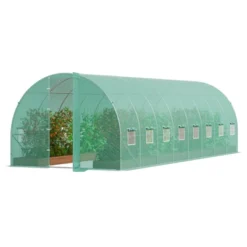 VEVOR Walk-in Tunnel Greenhouse, 27.4x9.5x7.4 Ft Hoop House Greenhouse With Galvanized Steel Frame, PE Cover, Swing Door And 16 Roll-up Windows -Aesthtic Interiors GUEST 50fafa53 caac 4c77 8ed0 a58d259bdc76
