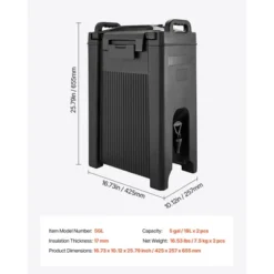 VEVOR Insulated Beverage Dispenser, 5 Gal/19L Hot And Cold Beverage Server With Spigot & Handle, Food-Grade Thermal Drink Dispenser, 2 Pack, Black -Aesthtic Interiors GUEST 50feb303 9ad7 45c5 a2ec 0edd6e229e0d