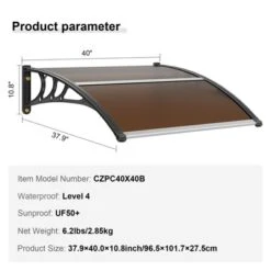 VEVOR Window Door Awning Canopy 40" X 40", UPF 50+ Polycarbonate Entry Door Outdoor Window Awning Exterior, Front Door Overhang Awning -Aesthtic Interiors GUEST 51455d86 6952 40d9 b5da c661d7a242a0