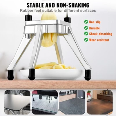 VEVOR Commercial Vegetable Fruit Chopper, Stainless Steel French Fry Cutter With 4 Blades 1/4" 3/8" 1/2", 6-wedge Slicer, Chopper Dicer With Tray 5 VEVOR Commercial Vegetable Fruit Chopper, Stainless Steel French Fry Cutter With 4 Blades 1/4" 3/8" 1/2", 6-wedge Slicer, Chopper Dicer With Tray - Image 5