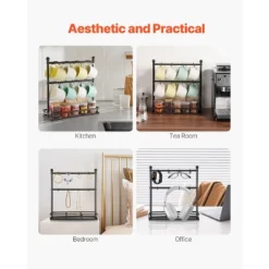 VEVOR Coffee Mug Holder For Countertop, 16 Hooks Coffee Cup Holder With Storage Base, 2 Tier Carbon Steel Mug Display Stand, Matte Black -Aesthtic Interiors GUEST 5180f992 bd40 4a11 a6f9 21d1e381e2d5