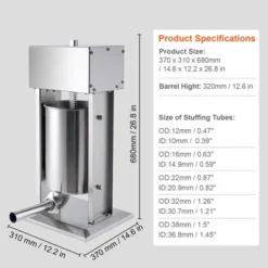 VEVOR Electric Sausage Stuffer, 12 L / 25 LBS Vertical Meat Stuffer, 200W Motor, Stepless Speed Control And Foot Pedal, Silver -Aesthtic Interiors GUEST 5198e242 6cb3 47bb b5d4 3b6d10a6bbeb