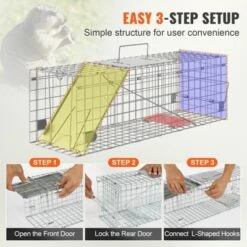 VEVOR Live Animal Cage Trap, 24" X 8" X 8" Humane Cat Trap Galvanized Iron, Folding Animal Trap With Handle For Rabbits, Stray Cats, Squirrels -Aesthtic Interiors GUEST 51a72834 4407 4d72 9fcd 0e3300042c5b