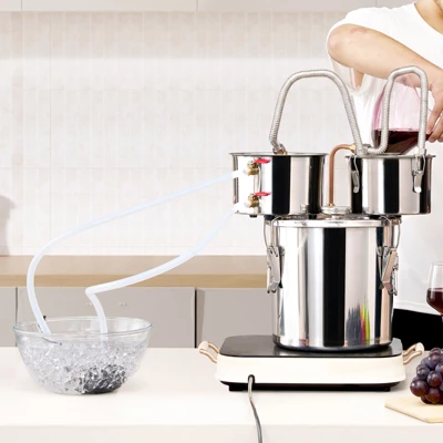 VEVOR Alcohol Still, 3 Gal / 11.4 L Stainless Steel Water Alcohol Distiller With Copper Coil For Fast Cooling, Dual Condenser Distiller Kit, Silver 1 VEVOR Alcohol Still, 3 Gal / 11.4 L Stainless Steel Water Alcohol Distiller With Copper Coil For Fast Cooling, Dual Condenser Distiller Kit, Silver