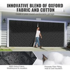 VEVOR Garage Door Screen For Winter, 18x7FT, Garage Door Insulation Kit, Magnetic Thermal Insulated Door Curtain With 300D Oxford Fabric, Black -Aesthtic Interiors GUEST 51c1c17e 0ac7 4d35 b42b 004215edd336