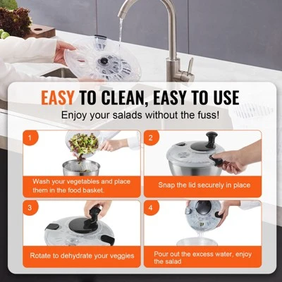 VEVOR Stainless Steel Salad Spinner, 4.75Qt, One-handed Easy Press Large Vegetable Dryer Washer, Lettuce Cleaner And Dryer 3 VEVOR Stainless Steel Salad Spinner, 4.75Qt, One-handed Easy Press Large Vegetable Dryer Washer, Lettuce Cleaner And Dryer - Image 3