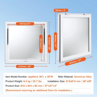 VEVOR Concession Window For Food Truck, 36"x36" Aluminum Alloy Food Truck Service Window, Up To 85 Degrees Stand Serving Window With Awning Door 7 VEVOR Concession Window For Food Truck, 36"x36" Aluminum Alloy Food Truck Service Window, Up To 85 Degrees Stand Serving Window With Awning Door - Image 7