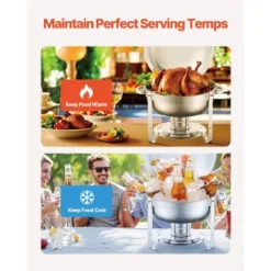 VEVOR Chafing Dish Buffet Set, 5 Qt 2 Pack, Stainless Steel Chafer With 2 Full Size Pans, Round Catering Warmer Server With Lid Water Pan, Silver -Aesthtic Interiors GUEST 5210e2b0 79c0 4dd7 a2a7 e3105fd2a344