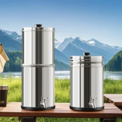 VEVOR Gravity-fed Water Filter System, 2.25G 304 Stainless-Steel Countertop System, Water Filtration System, Reduces Lead And Up To 99% Of Chlorine