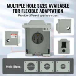 VEVOR 50 Amp RV Power Outlet Box, 125/250 Volt, Enclosed Lockable Outdoor RV Receptacle Box, NEMA 14-50R Weatherproof Electrical Panel, Gray -Aesthtic Interiors GUEST 52666afc b5e9 4824 b6a2 212c64cfbc3e