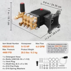 VEVOR Pressure Washer Pump, 4400 PSI, 4.0 GPM, 1" Shaft Horizontal Triplex Plunger, Replacement Power Washer Pumps Kit, Parts Washer Pump -Aesthtic Interiors GUEST 53804506 8bb9 43c1 81fc f48f9c6d9d3a