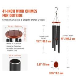 VEVOR Wind Chimes For Outside, 41 In, Deep Tone Wind Chimes With 6 Tubes, Unique Large Memorial Wind Chimes For Anniversary, Black 14 VEVOR Wind Chimes For Outside, 41 In, Deep Tone Wind Chimes With 6 Tubes, Unique Large Memorial Wind Chimes For Anniversary, Black -Aesthtic Interiors GUEST 53fbf49b 2c3b 4b19 be10 fced3a2fbbb5