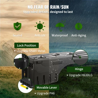 VEVOR Truck Bed Storage Box, Lockable Lid, Waterproof ABS Wheel Well Tool Box 6.6 Gal/20 L With Password Padlock, Black 3 VEVOR Truck Bed Storage Box, Lockable Lid, Waterproof ABS Wheel Well Tool Box 6.6 Gal/20 L With Password Padlock, Black - Image 3