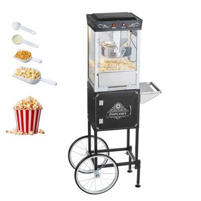 VEVOR Popcorn Machine With Cart, 8oz Stainless Steel Kettle, 800W Commercial Popcorn Maker, 48 Cups Per Batch Theater Style Popper, Black 8 VEVOR Popcorn Machine With Cart, 8oz Stainless Steel Kettle, 800W Commercial Popcorn Maker, 48 Cups Per Batch Theater Style Popper, Black - Image 8