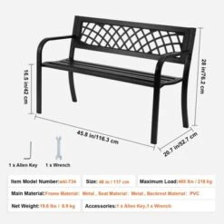 VEVOR Outdoor Bench,46 Inches Metal Garden Bench For Outdoors, 480 Lbs Load Capacity Bench, Outdoor Garden Park Bench With Backrest And Armrests 14 VEVOR Outdoor Bench,46 Inches Metal Garden Bench For Outdoors, 480 Lbs Load Capacity Bench, Outdoor Garden Park Bench With Backrest And Armrests -Aesthtic Interiors GUEST 542a3cb1 a5f5 402a a4b0 4b78a6ff2ea5