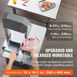 VEVOR Commercial Electric Meat Bandsaw, 550W Stainless Steel Vertical Bone Sawing Machine, 19.1"x15" Workbench, 7.09 Inch Cutting Thickness, Grey -Aesthtic Interiors GUEST 54649c02 d0fc 494b 8829 821ea7cab9fa 1