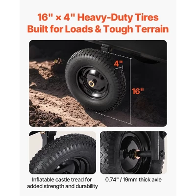 VEVOR Garden Utility Trailer, 10 Cu. Ft 500lbs, ATV UTV Hauling Trailer, Tow Behind Poly Dump Cart With 16" Tires, Hand Pull Or Foot Pedal, Black 2 VEVOR Garden Utility Trailer, 10 Cu. Ft 500lbs, ATV UTV Hauling Trailer, Tow Behind Poly Dump Cart With 16" Tires, Hand Pull Or Foot Pedal, Black - Image 2