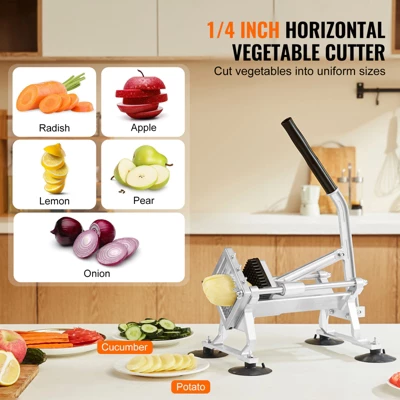 VEVOR Commercial Vegetable Slicer, 1/4 Inch Fruit Slicer, Stainless Steel And Aluminum Alloy Vegetable Cutter Slicer Machine, Manual Slicer 2 VEVOR Commercial Vegetable Slicer, 1/4 Inch Fruit Slicer, Stainless Steel And Aluminum Alloy Vegetable Cutter Slicer Machine, Manual Slicer - Image 2