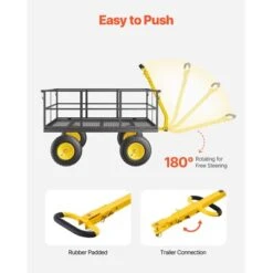 VEVOR 1400 Lbs Steel Garden Cart, Heavy Duty Pullable Garden Wagon Yard Cart, 2 In 1 Outdoor Metal Utility Wagon Yard Trailer, Black -Aesthtic Interiors GUEST 54dd9051 75ab 4f9a 9525 f4bb755afbd5