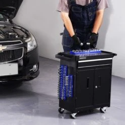 VEVOR Magnetic Socket Organizer Set, 3PCS Magnetic Socket Holder, 1/4'', 3/8'' & 1/2'' Metric Socket Trays With Clear Labels