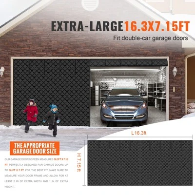 VEVOR Garage Door Screen For Winter, 16x7FT, Garage Door Insulation Kit, Magnetic Thermal Insulated Door Curtain With 300D Oxford Fabric, Black 2 VEVOR Garage Door Screen For Winter, 16x7FT, Garage Door Insulation Kit, Magnetic Thermal Insulated Door Curtain With 300D Oxford Fabric, Black - Image 2