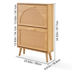 VEVOR Shoe Cabinet With 2 Flip Drawers, Shoe Storage Cabinet For Entryway, Free Standing Shoe Storage Organizer With Rattan Doors, Brown -Aesthtic Interiors GUEST 554b84b7 dac0 4e16 9bc6 5697e64cc34a