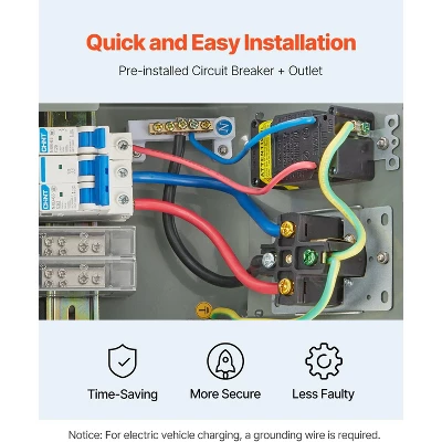 VEVOR Temporary Power Outlet Panel, 20 50 Amp, RV EV Electrical Outlet Panel With NEMA 50 Amp GFCI 20 Amp Receptacle Installed, Gray 5 VEVOR Temporary Power Outlet Panel, 20 50 Amp, RV EV Electrical Outlet Panel With NEMA 50 Amp GFCI 20 Amp Receptacle Installed, Gray - Image 5