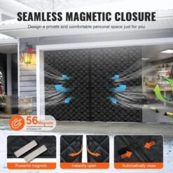 VEVOR Garage Door Screen For Winter, 10x8FT, Garage Door Insulation Kit, Magnetic Thermal Insulated Door Curtain With 300D Oxford Fabric, Black -Aesthtic Interiors GUEST 561c56bd c78d 45fb 8fae a1c7db849a7b