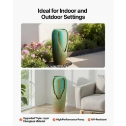 VEVOR Outdoor Water Fountain, 30.71 In Height Fountain And Waterfall, 1-Tier Floor Standing Glazed Jar Style Fountains With Light And Pump, Green 12 VEVOR Outdoor Water Fountain, 30.71 In Height Fountain And Waterfall, 1-Tier Floor Standing Glazed Jar Style Fountains With Light And Pump, Green -Aesthtic Interiors GUEST 5644a9dd 746d 4aa9 88e0 3b0a0c46637c