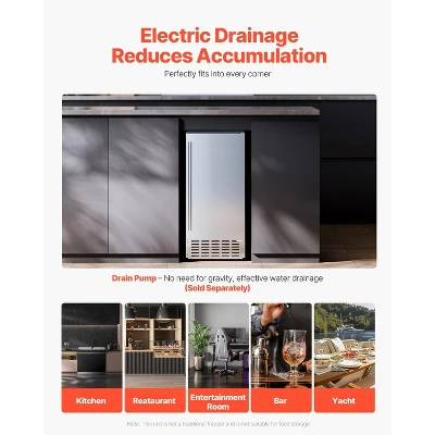 VEVOR Undercounter Built-in Ice Maker, 66 Lbs/Day Under Counter Nugget Ice Maker Machine With Reversible Door Stainless Steel, Silver 6 VEVOR Undercounter Built-in Ice Maker, 66 Lbs/Day Under Counter Nugget Ice Maker Machine With Reversible Door Stainless Steel, Silver - Image 6