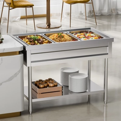 VEVOR 3-Pan Commercial Food Warmer,Electric Steam Table With Independent Temperature Control,450Wx3 Stainless Steel Buffet Catering Food Warmer,Silver 1 VEVOR 3-Pan Commercial Food Warmer,Electric Steam Table With Independent Temperature Control,450Wx3 Stainless Steel Buffet Catering Food Warmer,Silver