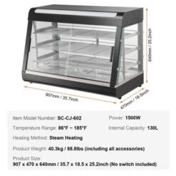 VEVOR 3-Tier Commercial Food Warmer Display, 1500W Food Display Warmer With Light, Adjustable Shelf And Temperature Display, Steam Heating, 130L -Aesthtic Interiors GUEST 56837566 e1dd 4f40 85ea dcaa68f6d2db