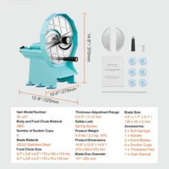 VEVOR Manual Vegetable Fruit Slicer, 0-0.5"/0-12mm Thickness Adjustable Commercial Slicer Machine, Double Feed Ports, Stainless Steel Blade Cutter -Aesthtic Interiors GUEST 56901964 00c4 4f5a ab01 eca95a7eb73e