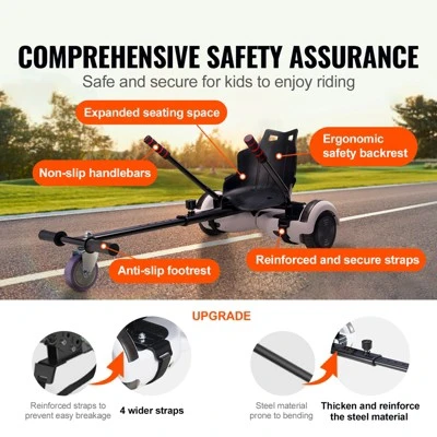 VEVOR Hoverboard Seat Attachment, Compatible With All 6.5" 8" 8.5" 10" Hoverboards, Grips Control, Adjustable Frame Length And 220 LBS Load Capacity 2 VEVOR Hoverboard Seat Attachment, Compatible With All 6.5" 8" 8.5" 10" Hoverboards, Grips Control, Adjustable Frame Length And 220 LBS Load Capacity - Image 2