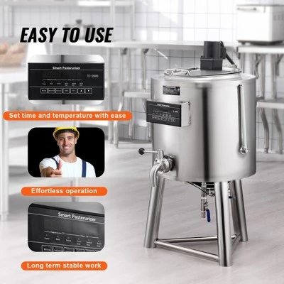 VEVOR Milk Pasteurizer 30L, Commercial Milk Pasteurization Machine, Food Grade 304 Stainless Steel, Professional Pasteurization, Silver 2 VEVOR Milk Pasteurizer 30L, Commercial Milk Pasteurization Machine, Food Grade 304 Stainless Steel, Professional Pasteurization, Silver - Image 2