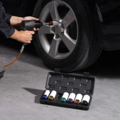 VEVOR Lug Nut Impact Socket Set, 1/2 Inch Drive Metric 6-Point Deep Socket Set, 7 Total Lug Nut Sizes 17/19/21/22/23/24/27mm