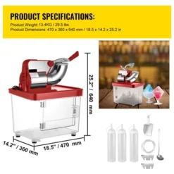 VEVOR 110V Commercial Ice Crusher 440LBS/H, ETL Approved 300W Electric Snow Cone Machine With Dual Blades, Stainless Steel Shaved Ice Machine, Red 13 VEVOR 110V Commercial Ice Crusher 440LBS/H, ETL Approved 300W Electric Snow Cone Machine With Dual Blades, Stainless Steel Shaved Ice Machine, Red -Aesthtic Interiors GUEST 5728ba53 247d 4797 913a 592befaaf7b2